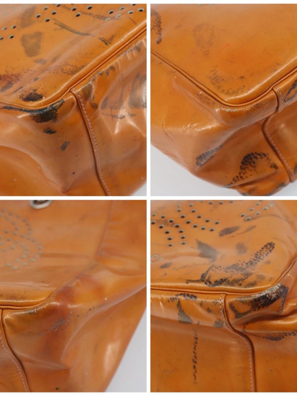 CHANEL Chain Tote Bag Patent leather Orange Silver CC Auth 169018 - Picture 14 of 16